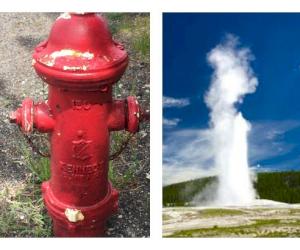 Poteau d’incendie de Kennedy Valve aperçu près du geyser Old Faithful