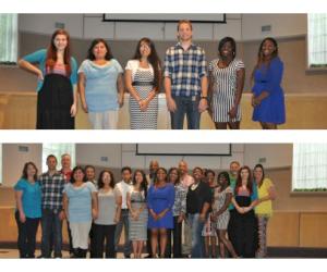 (Sur la photo de gauche à droite : Brenna Wright, fille de James Wright; Saria Avila, fille de Raul Avila-Fernandez; Crystal Lopez, fille de Jeremias Lopez; Rile Burrus, fils de Rod Burrus; Ra’Jalay Buckner, fille de Greg Buckner; et Jada Harper, petite-fille
